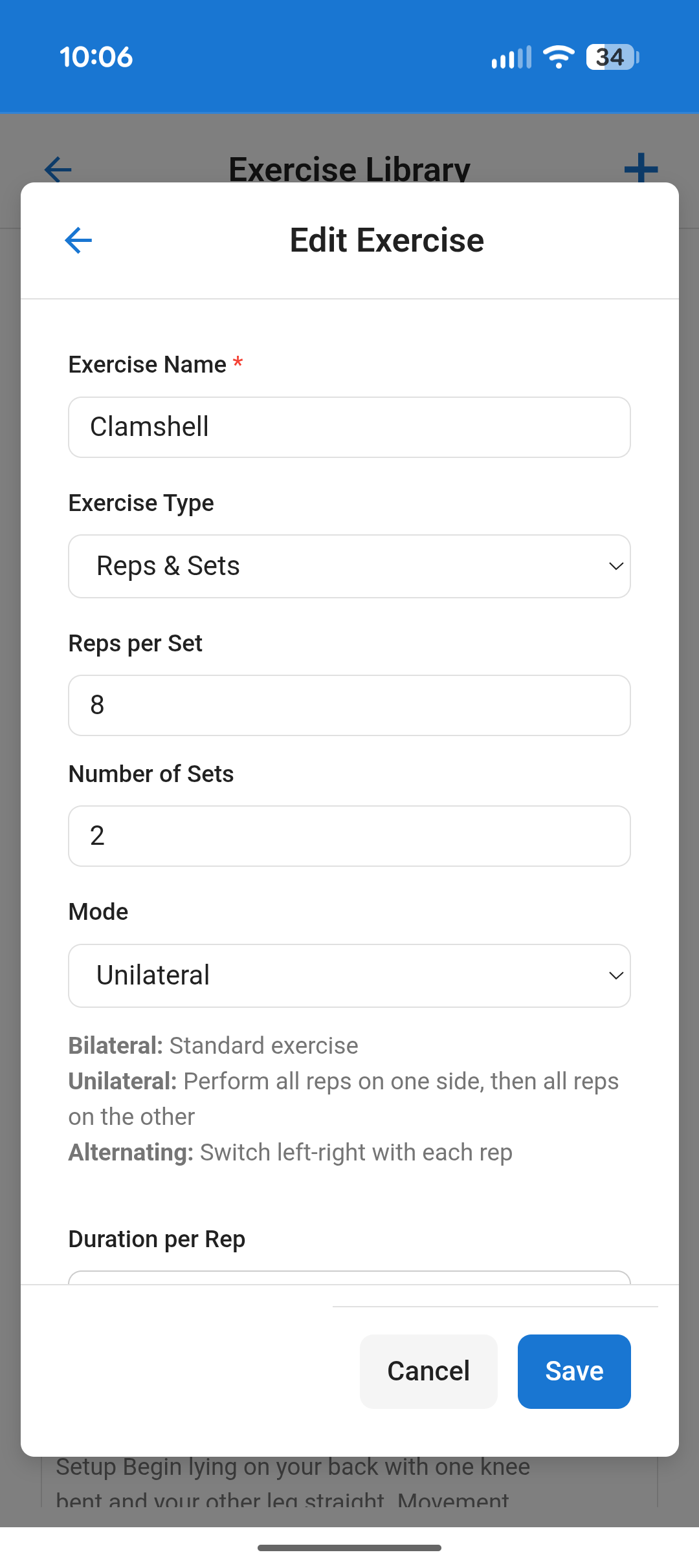 Creating a custom exercise