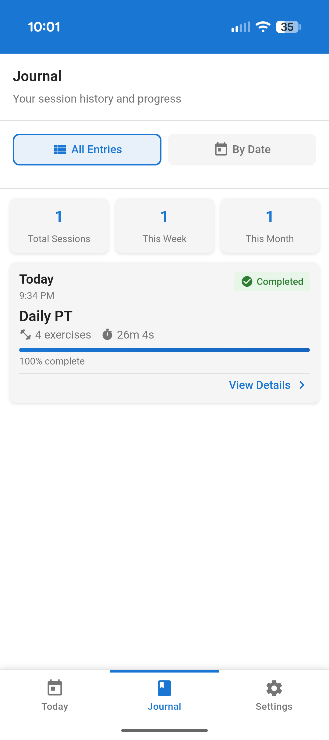 Session history journal