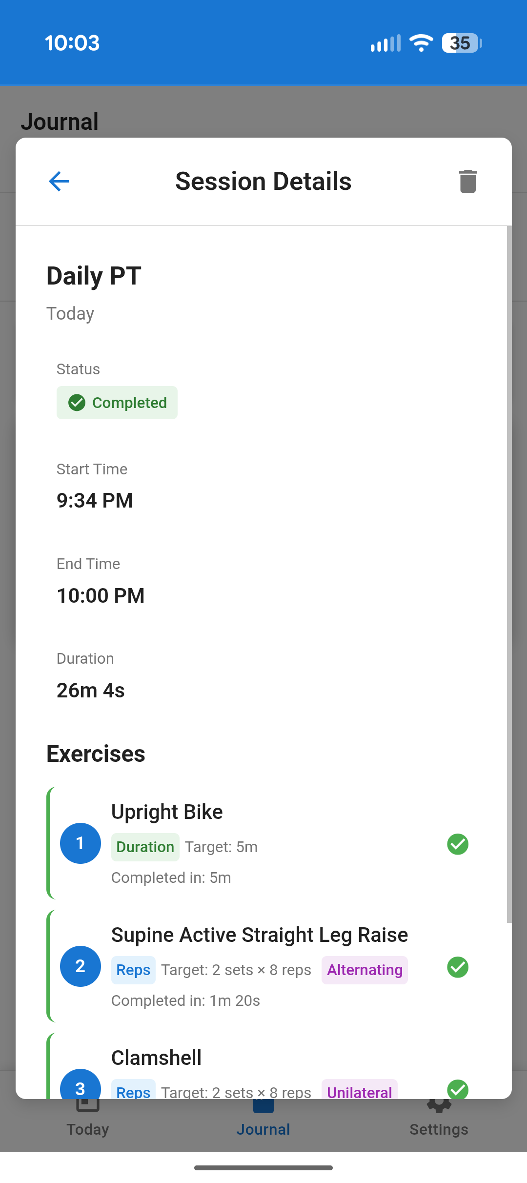 Detailed session review