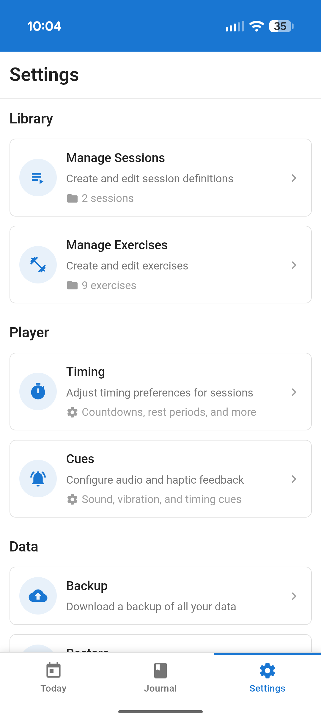 App settings and preferences
