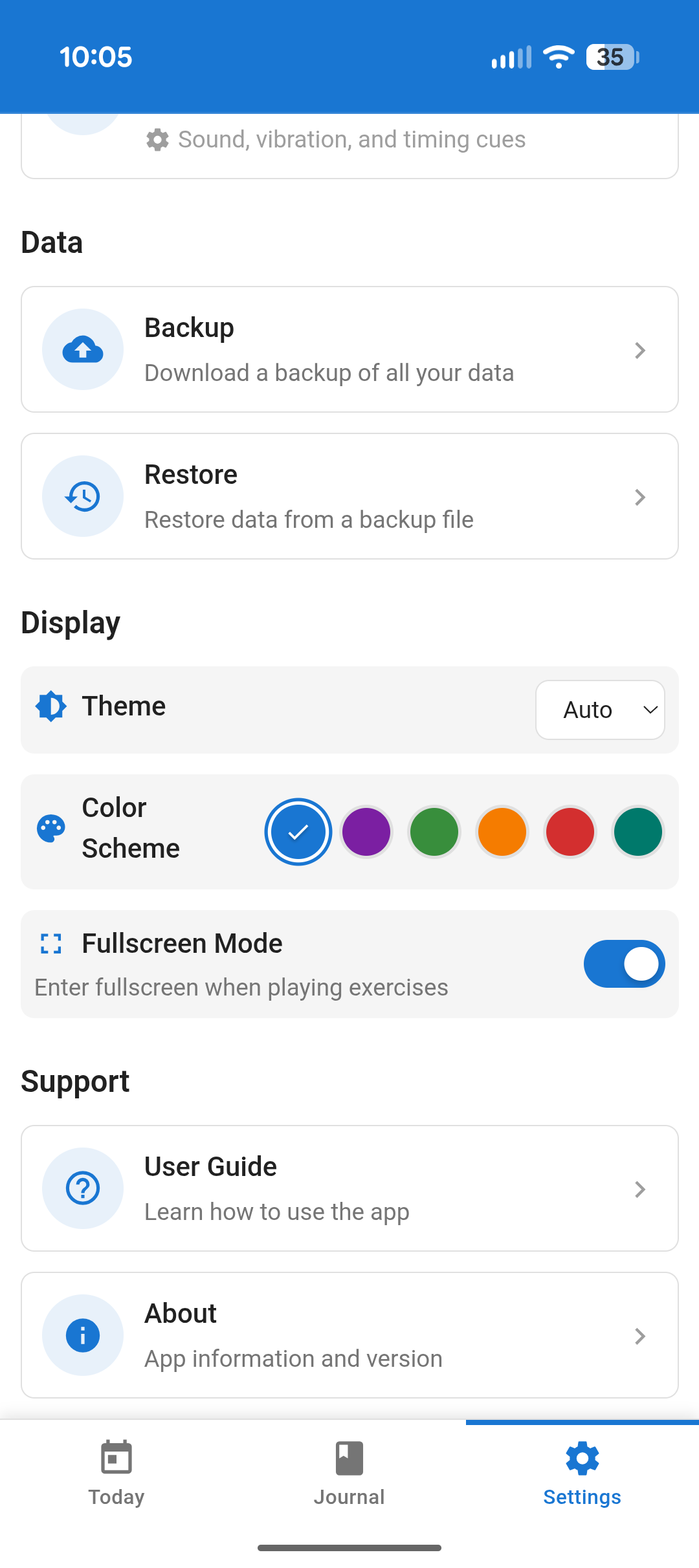 App settings and preferences