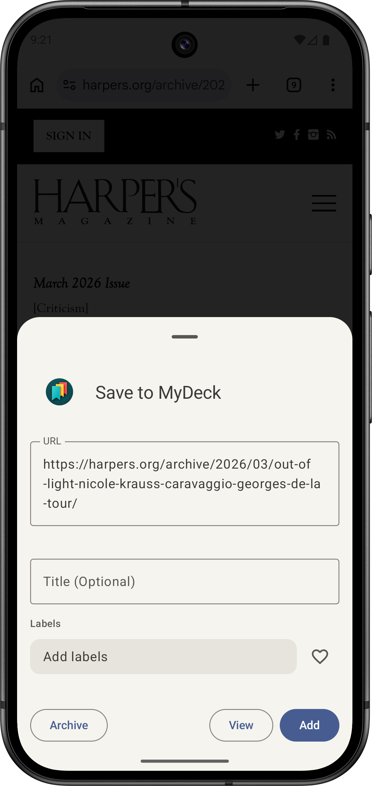 Save to MyDeck